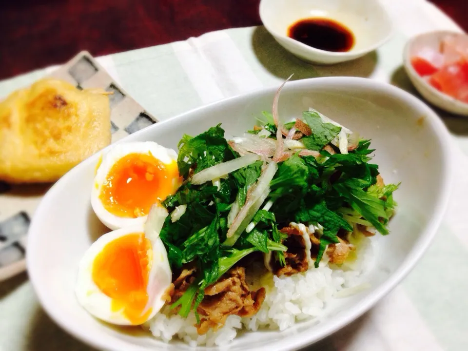 豚コマ丼と油揚げ焼き♥︎|xxxあゆみxxxさん