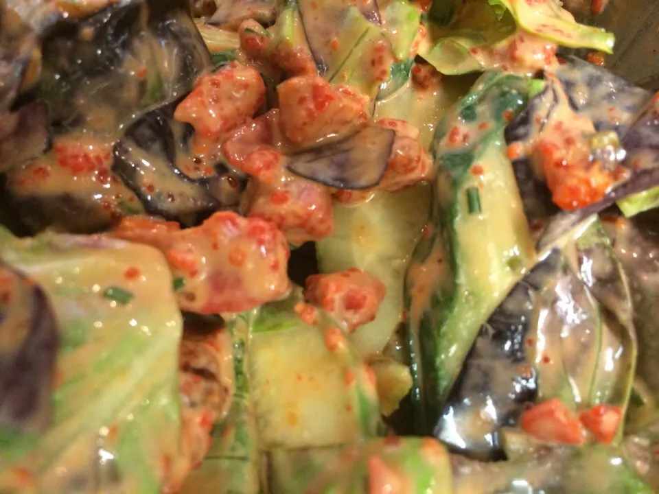 Red Butter Lettuce & Cucs tossed in Saffron Citrus Lobster Roe Dressing|ciaFRYguyさん