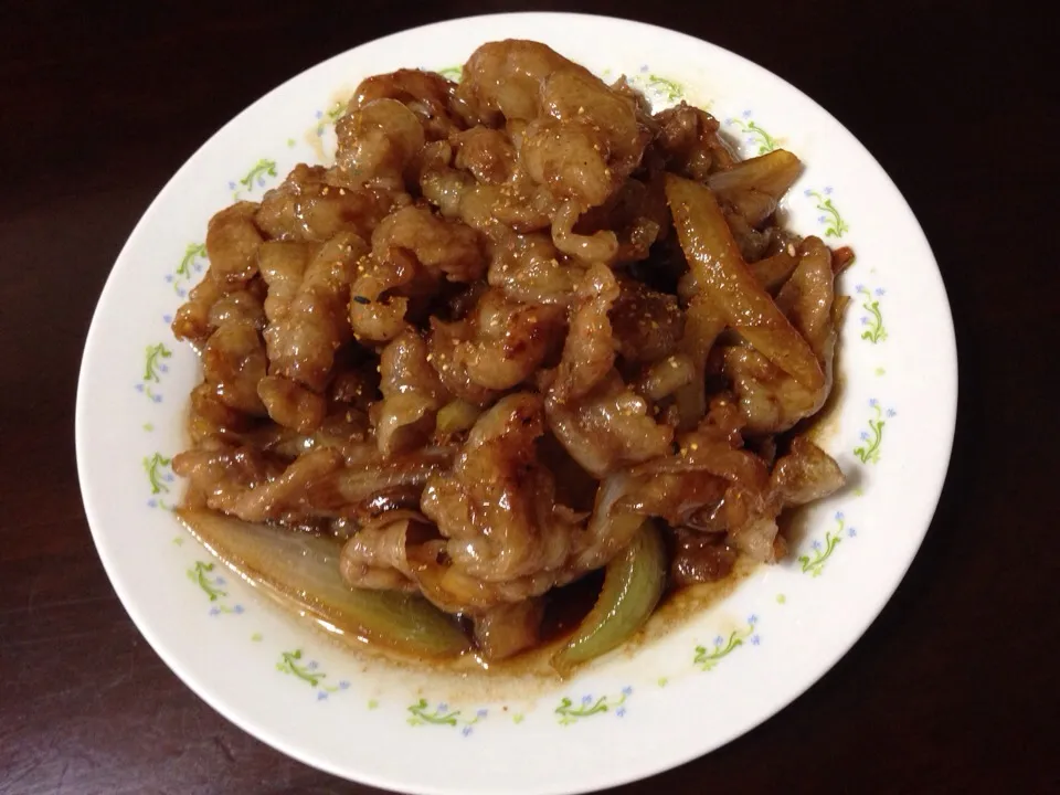 pork thin slice in mirin and syouyu sauce|mayonnaiseさん