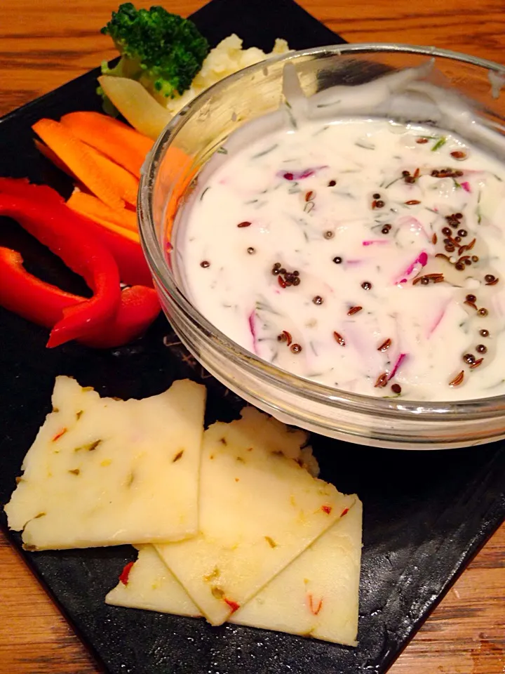 Tzatziki or Raita with Mustard seed and caraway seed tempering.                                    タジキ？ ライタ？|Yuriさん