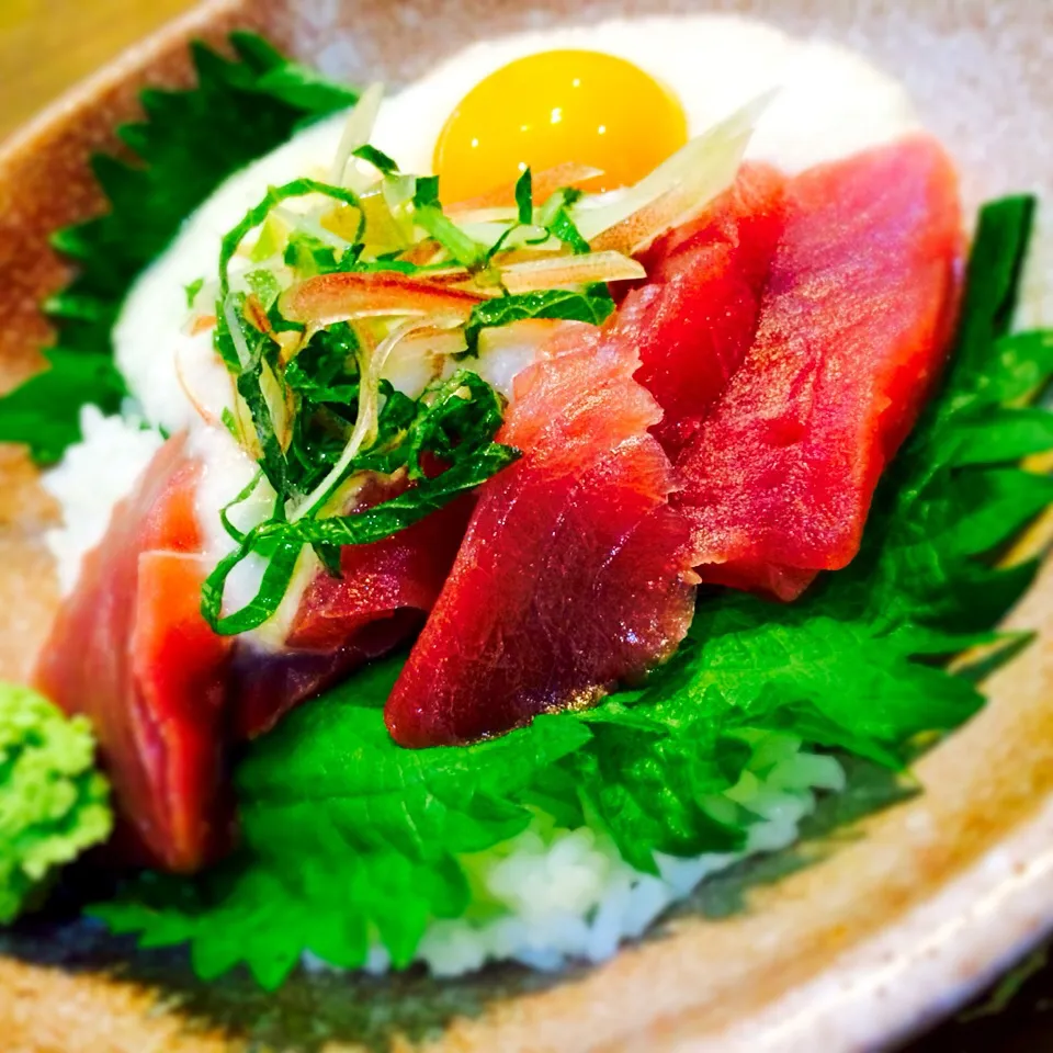 Snapdishの料理写真:月見山かけ鉄火丼🌕|おかっぴーさん