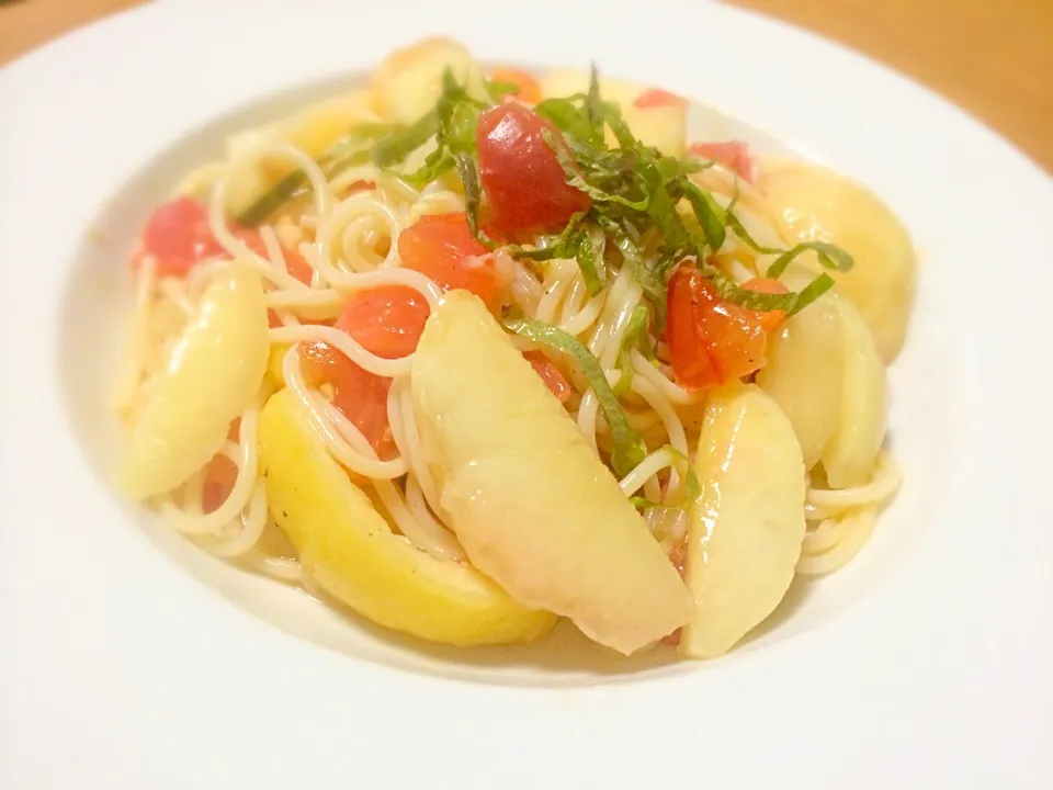 Peach&tomato cold pasta|Masakiさん