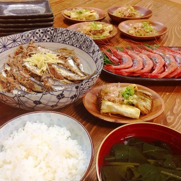 青空市場で買って来た鰯と甘エビで晩ご飯♡|＊Haruna＊さん