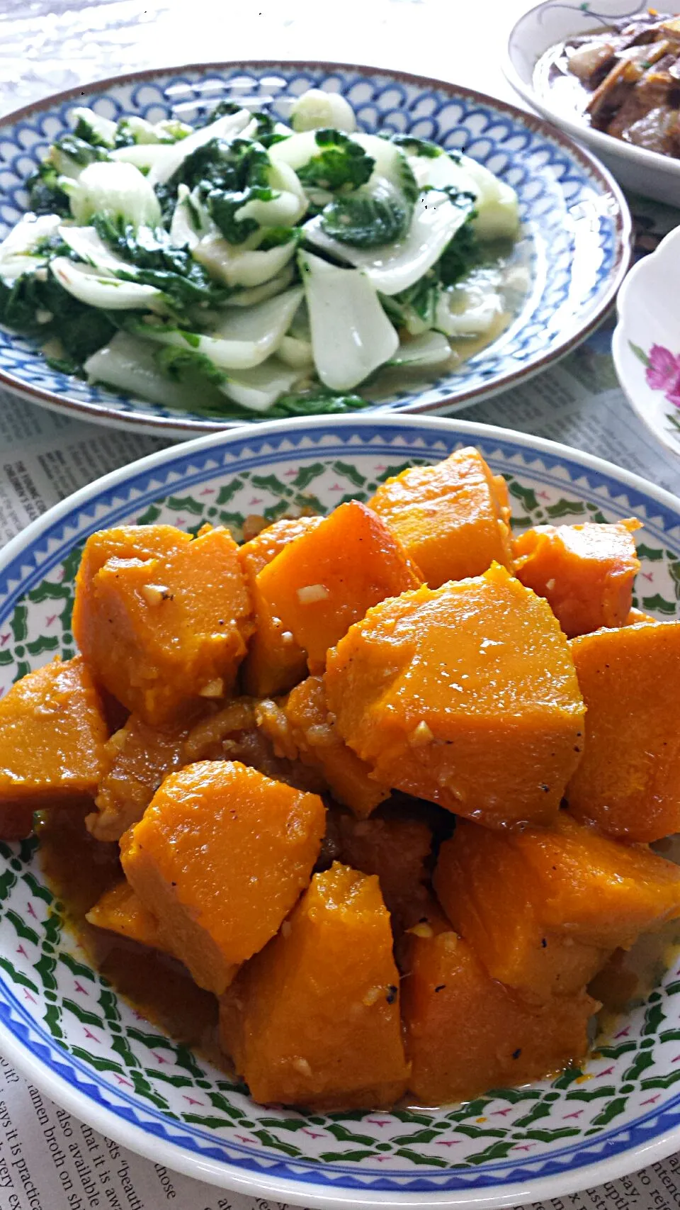 Stir fry pumpkins with dried shrimps and milk cabbage|genさん