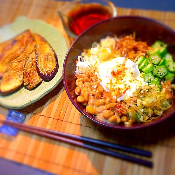 納豆そばと焼きナス|もえさん