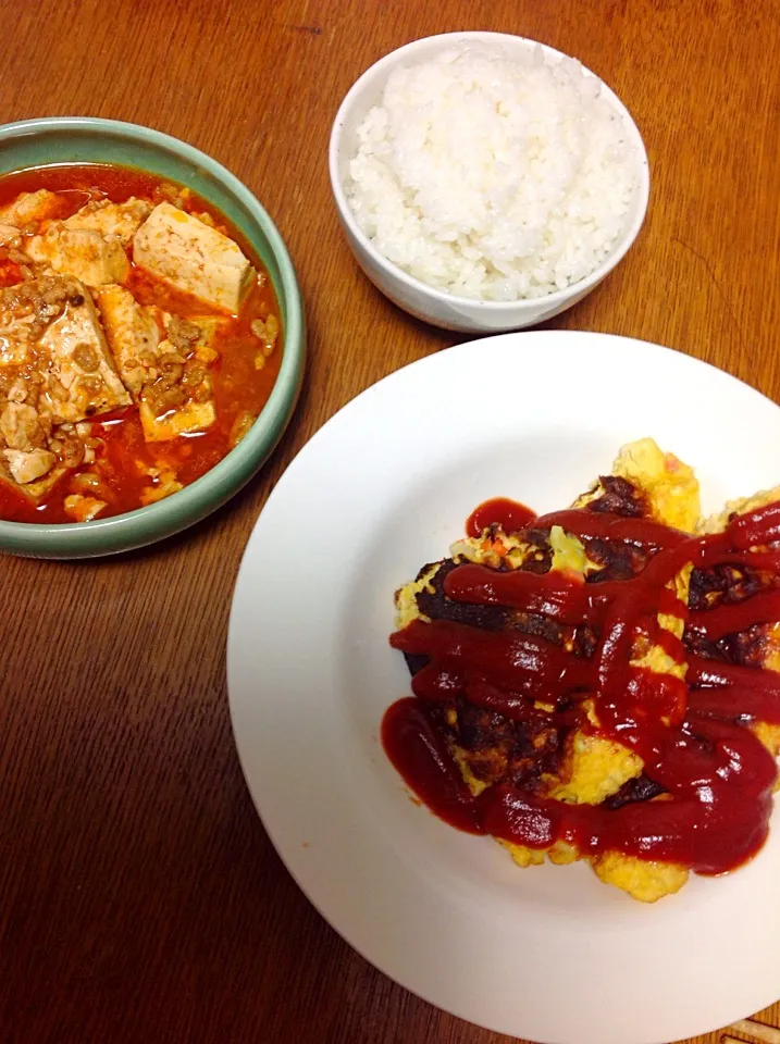 麻婆豆腐とオムレツ♡|ヒロジュンさん