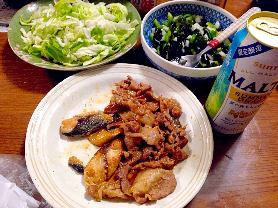 神奈川県産鯖と豚小間肉の生姜焼き・酢の物・キャベツ|Tarou  Masayukiさん