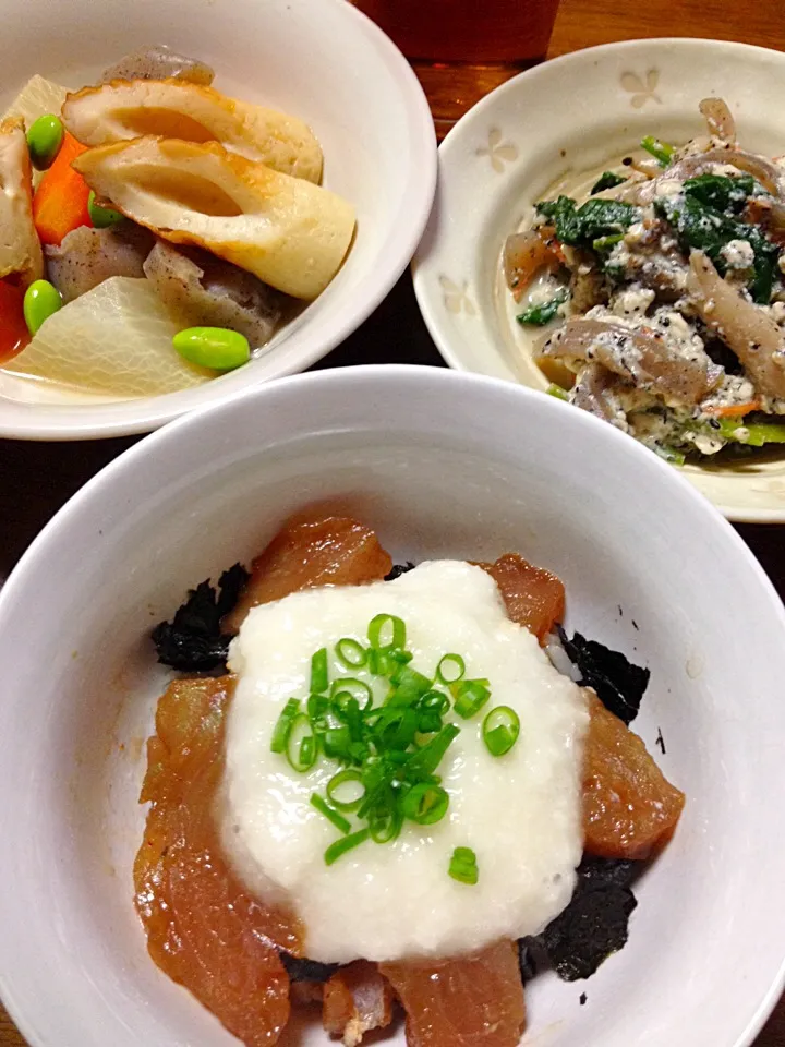 マグロとトロロの漬け丼|いちこさん