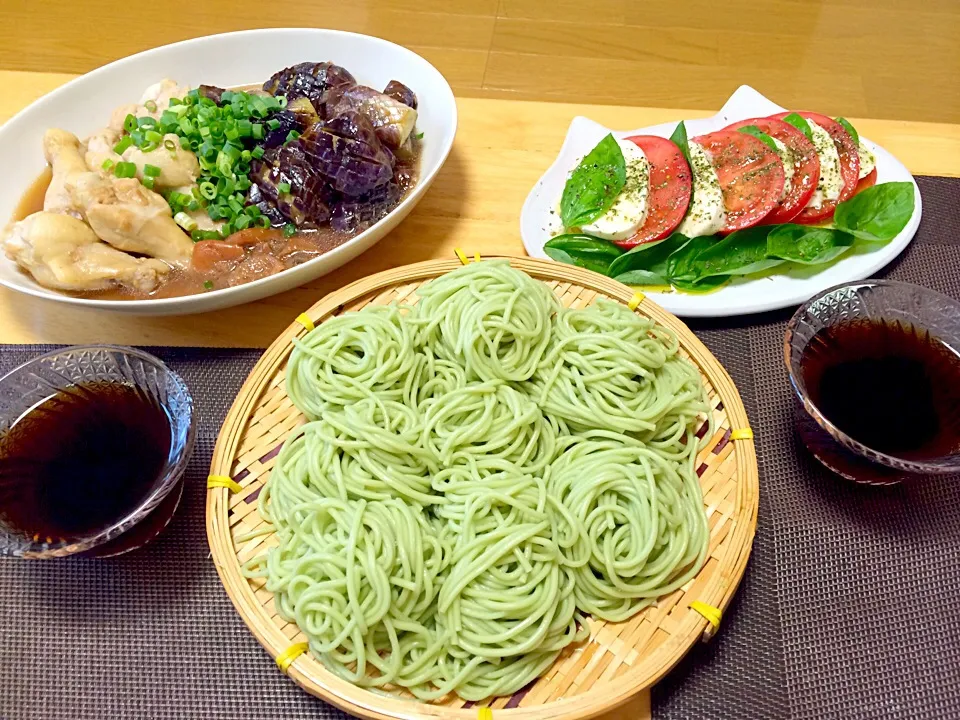 クロレラ入りグリーン麺で晩御飯|misakiさん