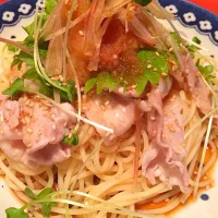 Snapdishの料理写真:冷しゃぶパスタ|いろまんちゃーさん