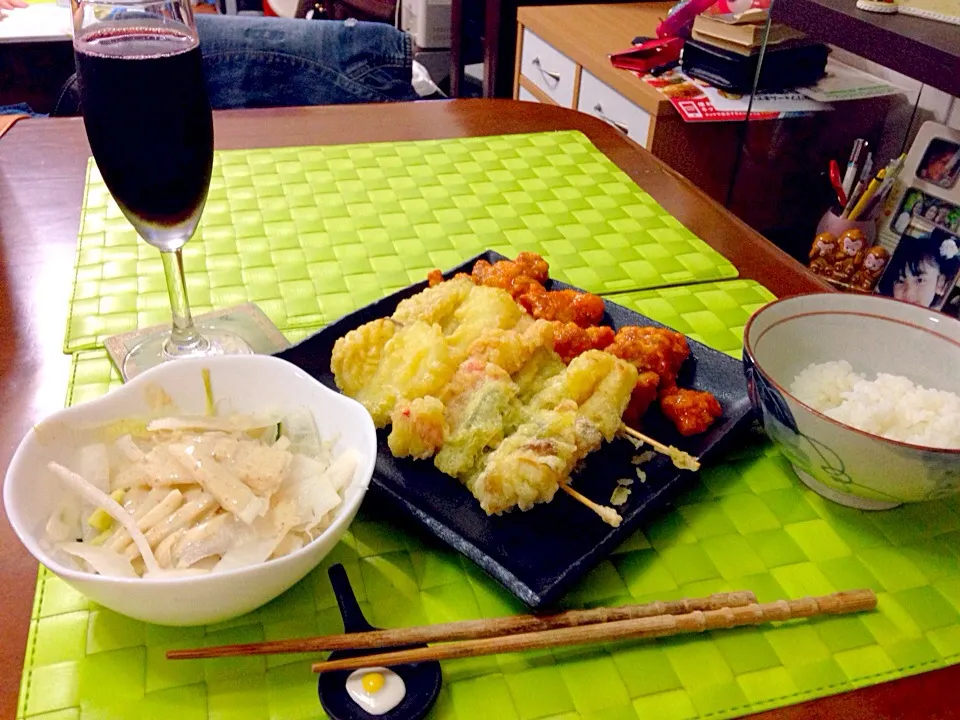 野菜串揚げ＆若鶏唐揚げチリソース|マニラ男さん