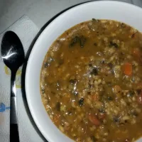 Snapdishの料理写真:Amy's organic Tuscan bean and rice soup.