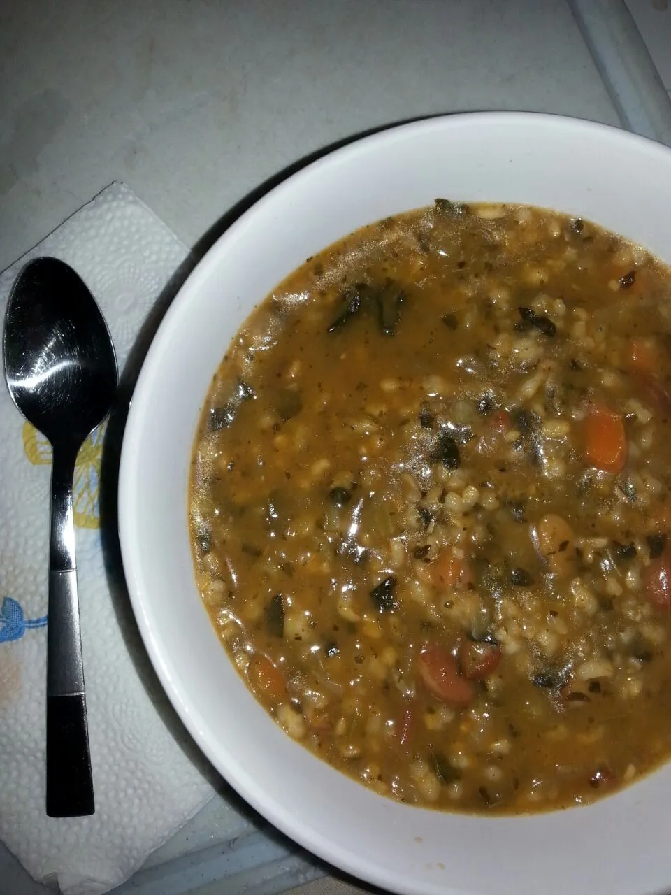 Amy's organic Tuscan bean and rice soup.|Polly Gelfusoさん