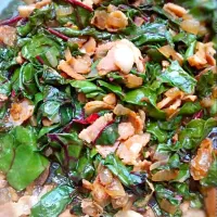 sauteed collard greens with bacon|mischii bearさん