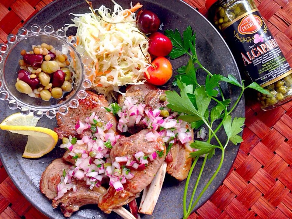 kuzu pirzola🐑Lamb Chop Steak w/Onion caper sauce✨ｸｽﾞ･ﾋﾟﾙｿﾞﾗ <ﾗﾑﾁｮｯﾌﾟｽﾃｰｷ ｵﾆｵﾝｹｯﾊﾟｰｿｰｽ>|🌈Ami🍻さん