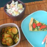 Snapdishの料理写真:rice salad / zucchini "in umido" / zucchini, scamorza and cherry tomatoes' tart|Irene Chiocchiaさん