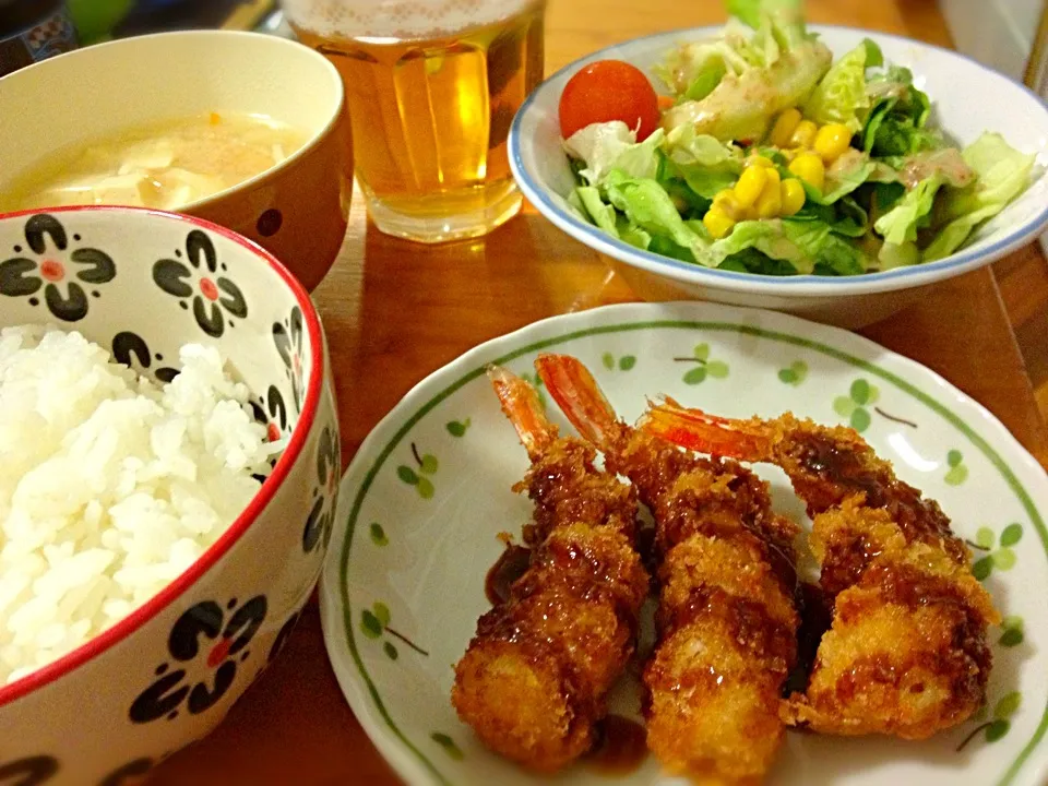 エビフライ 夕ご飯 🍤|チビミミさん