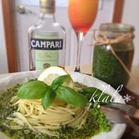 Snapdishの料理写真:クリームジェノベーゼパスタwithカンパリオレンジ🍊