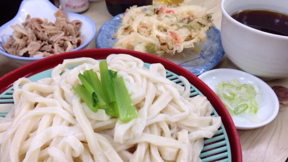 うどん1.5冷+肉+天ぷら|sunさん