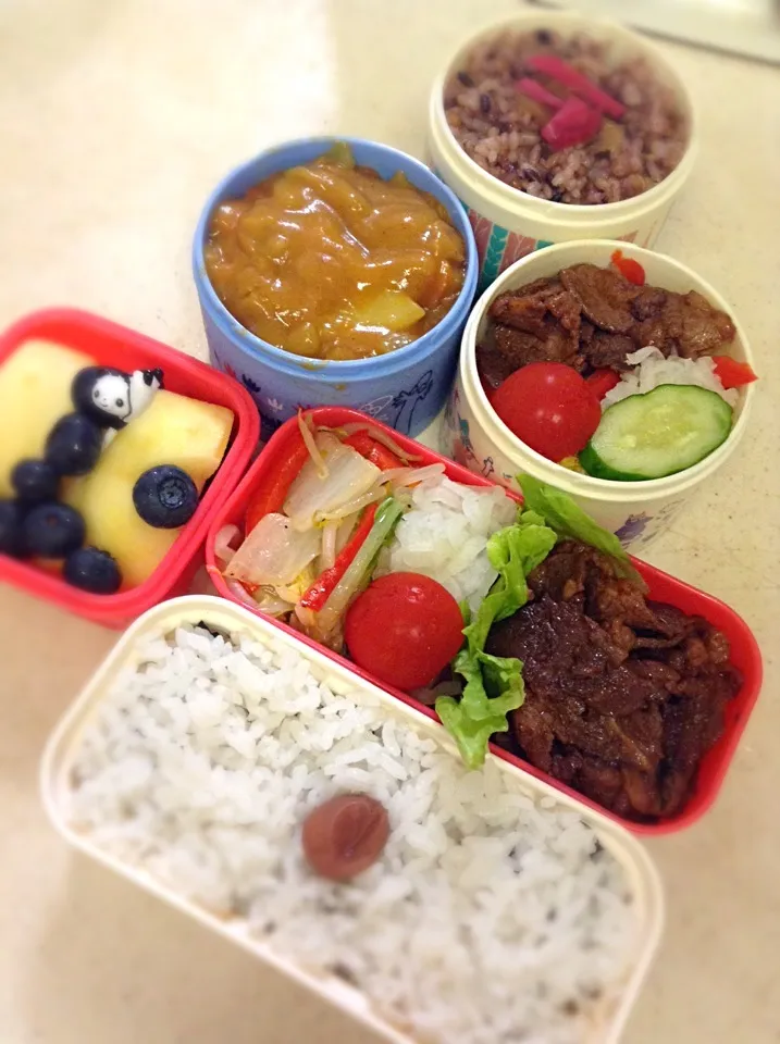 Today’s lunch box. JKは焼肉、私はカレー♪|hoppycowさん