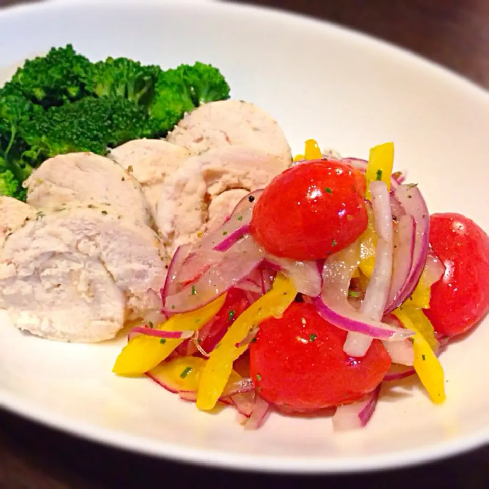 鶏胸肉のハムと野菜のマリネ♪ちょっと巻き方甘かった(≧з≦)|miiiーna"さん