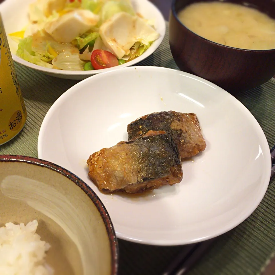 鯖南蛮漬け 豆腐サラダ 味噌汁|さるさん