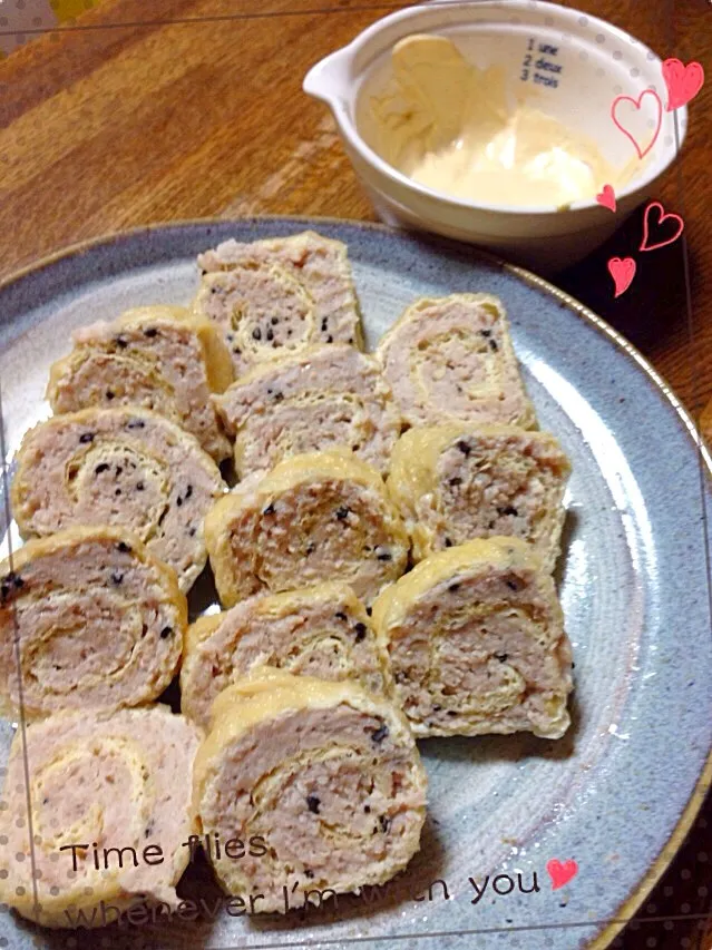 つくね巻き蒸しマヨ醤油添えオレンジページより|きょうこさんさん