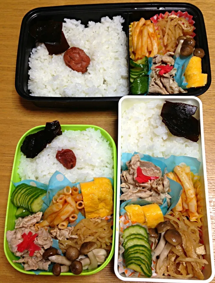 Snapdishの料理写真:７月２４日３人弁当|川上千尋さん