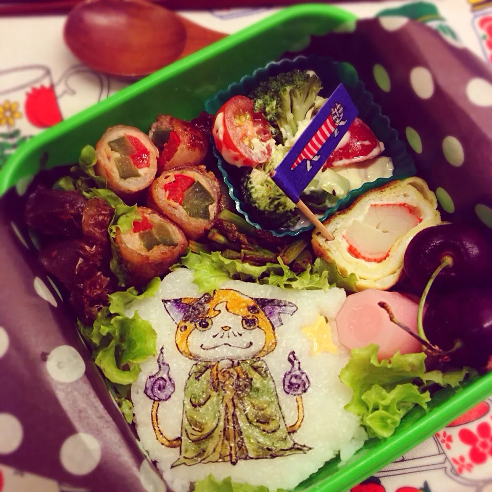 Yokaiwatch Masternyada 👻 Pork & vege roll lunch box 妖怪ウォッチ マスターニャーダ 👻 豚バラ野菜巻キャラ弁当|Yuka Nakataさん