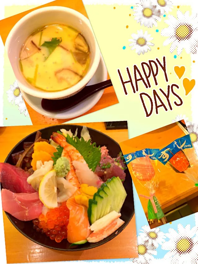 Snapdishの料理写真:初築地✨海鮮丼と茶碗蒸し|かいじゅう☆さん