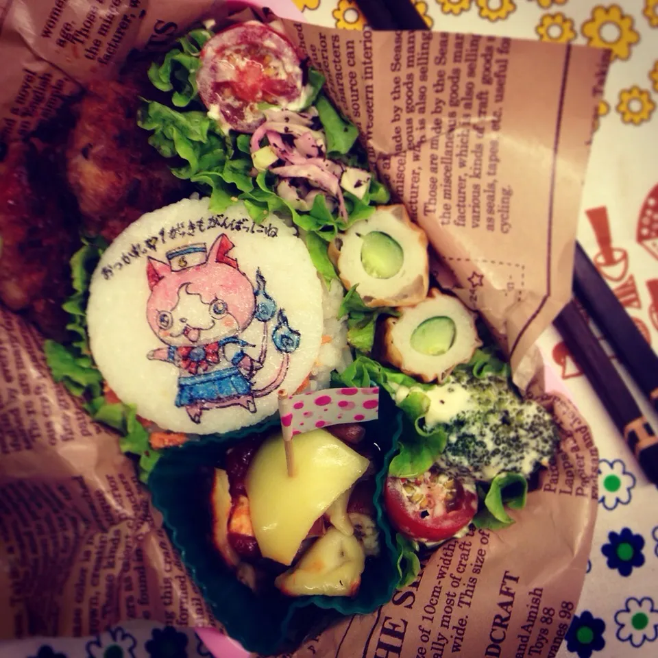 Snapdishの料理写真:Yokaiwatch Sailornyan 💕 Hamburg steak bento 妖怪ウォッチ セーラーニャン💕ハンバーグステーキキャラ弁当|Yuka Nakataさん