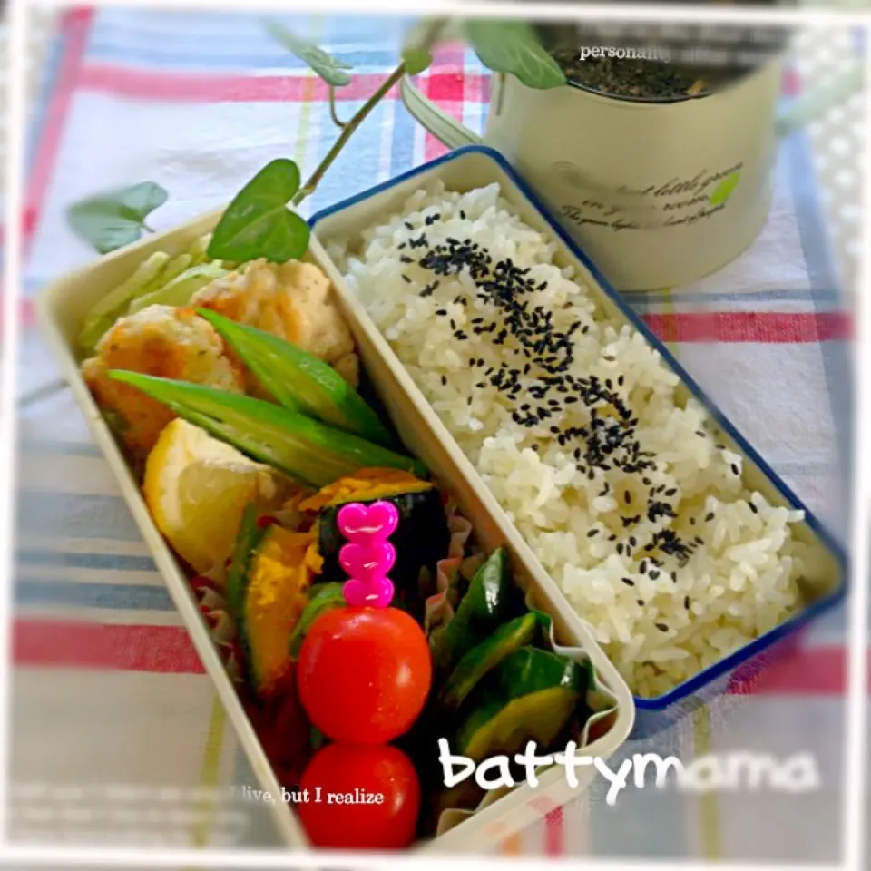 ざく切りチキンとチーズの丸め焼き弁当〜☆battymamaのしあわせになるお弁当〜☆|ばってぃーまま＠♪さん