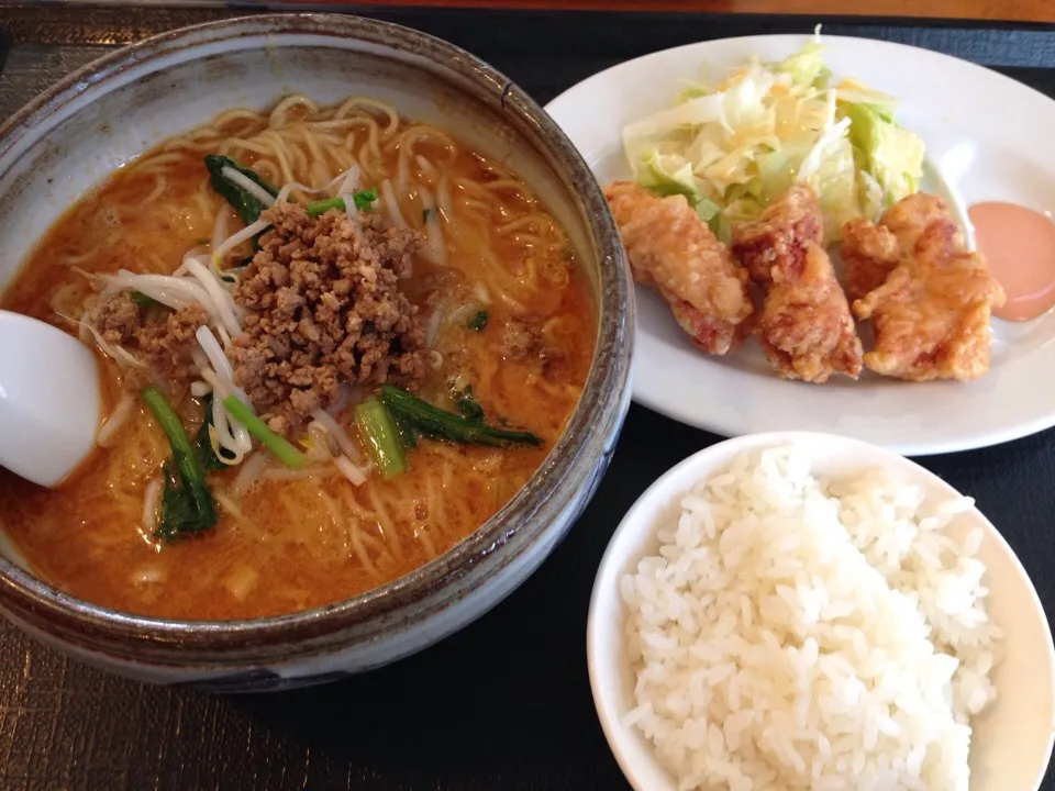 坦々麺セット（鳥唐揚げ・小ライス）|まさとさん