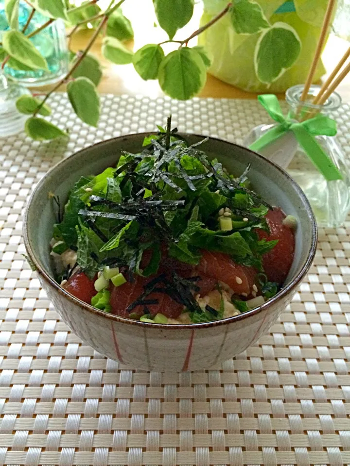 お豆腐プラスまぐろの漬け丼|葉月さん