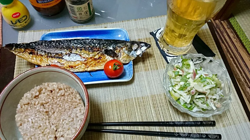 Snapdishの料理写真:焼き鯖＆セロリのサラダ|まぐろさん