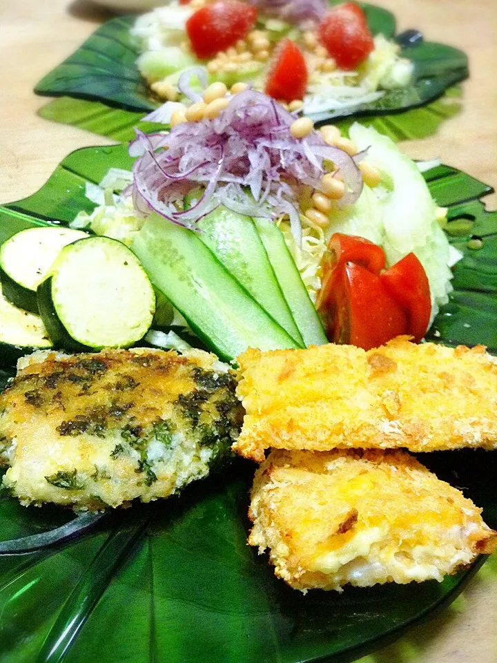 チーズチキンカツ風と鰈のフライ風|かずきっちんさん