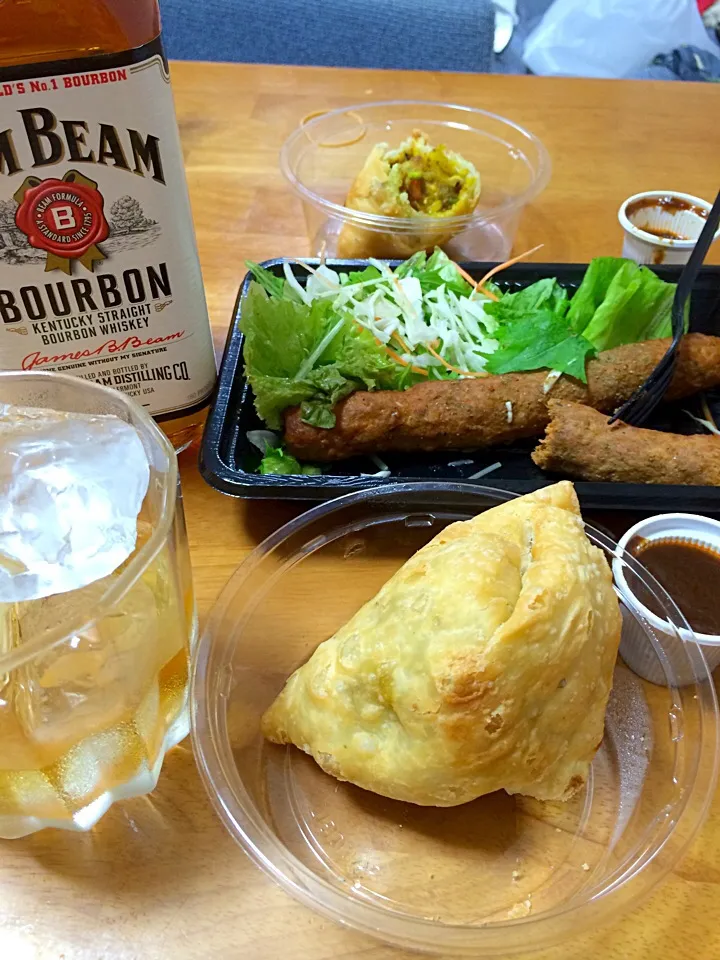 Snapdishの料理写真:#Whiskey on the rock #Samosa#seekhkabab|anjana shresthaさん