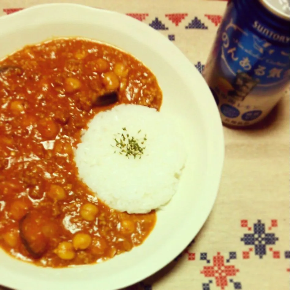 茄子とひよこ豆のカレー（ルー未使用）|よこさん