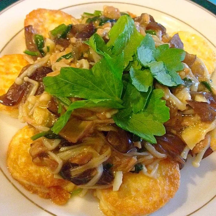 fried tofu with tuna and mushrooms|Amyさん