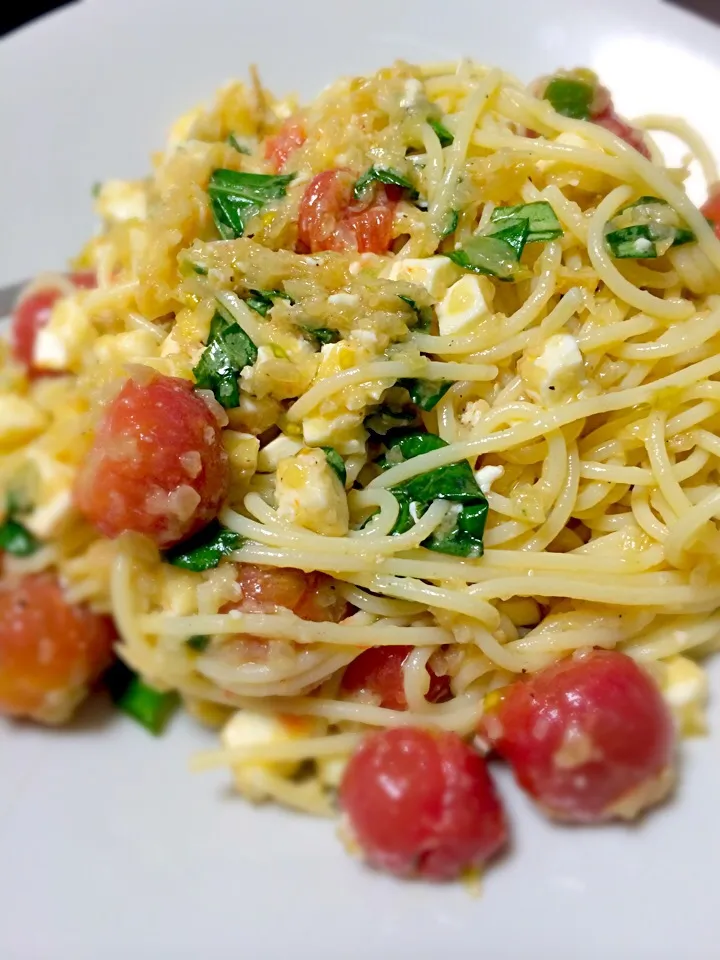 プチトマトとペコロスの冷製パスタ|まきさん