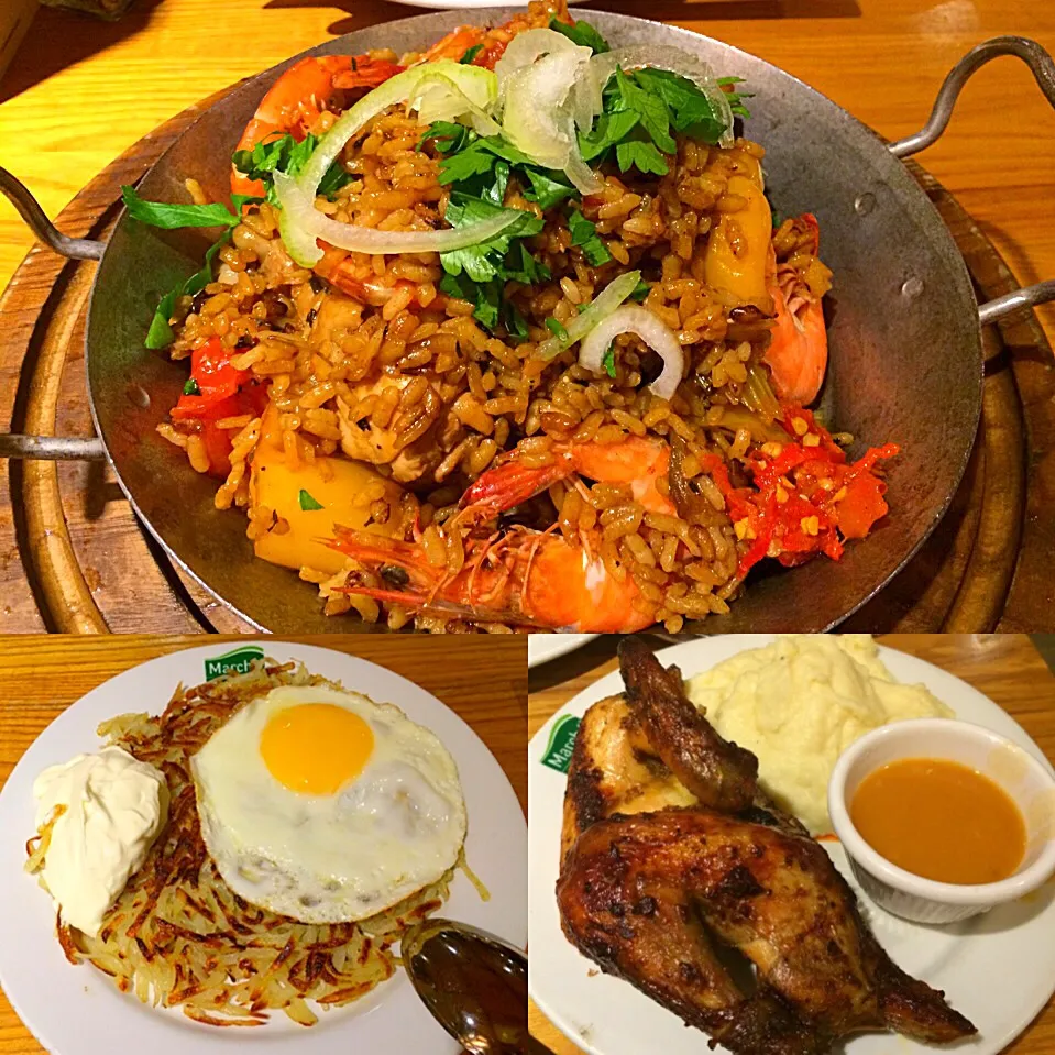 Paella, Swiss rosti and half chicken from Marché. 😋🍴|Seraさん