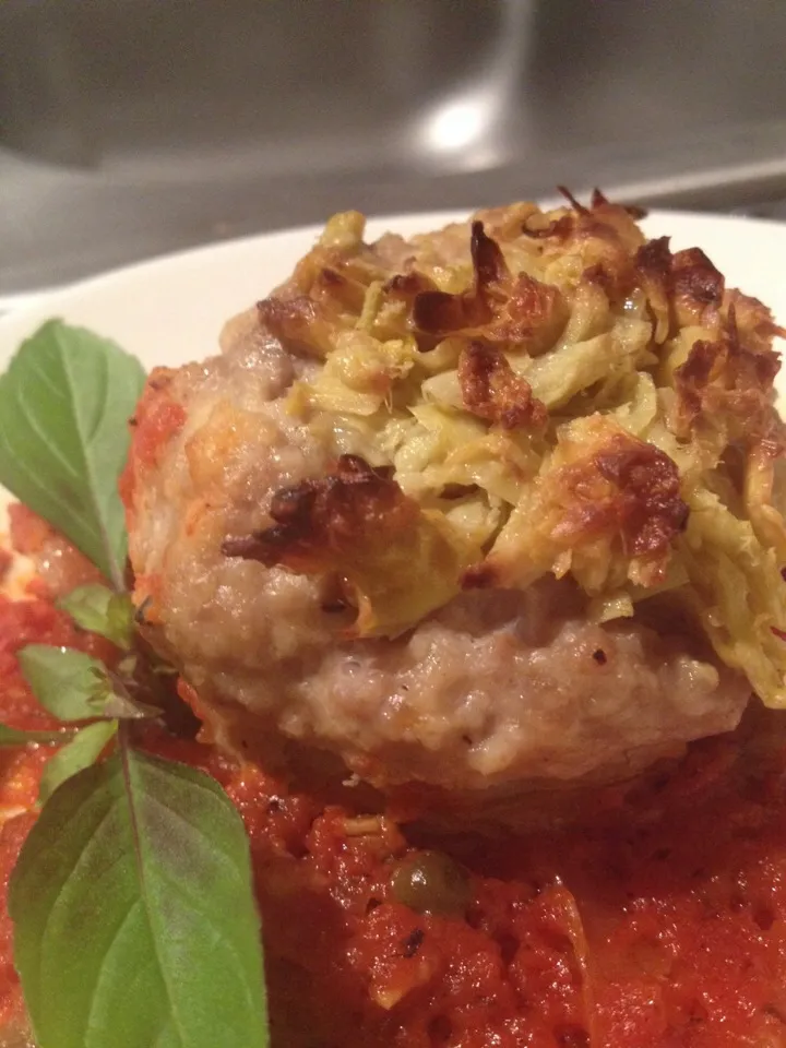 Artichoke Bottom Stuffed with Veal and Tomato Sauce|Christine pavelkaさん