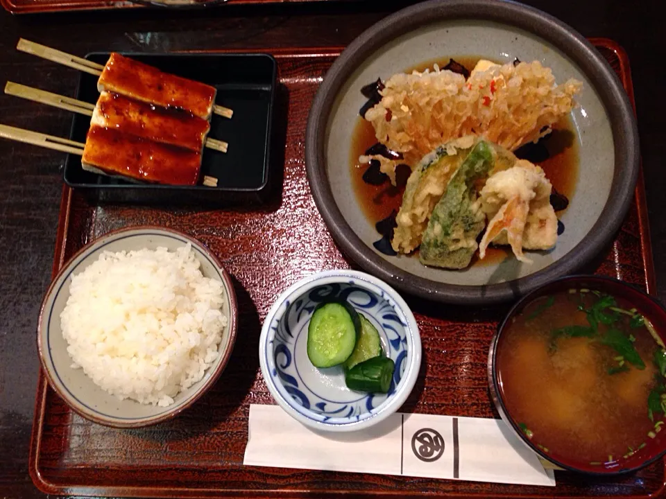 Snapdishの料理写真:田楽👏味噌豆腐😋揚げ豆腐😊＆天麩羅👍うまーい❗️|きのすけ〜さん