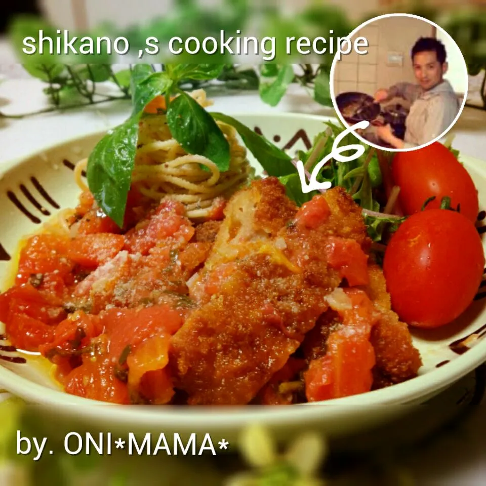 shikanoさんのオリーブオイルで揚げたトンカツにケッカソースでミラネーゼ 🐽|ONI*MAMA*さん