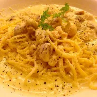 Spaghetti in Alfredo sauce at Biella Ristorante|marish pradoさん