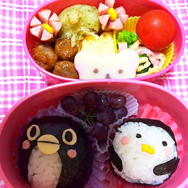 本日の学童弁当〜ペンギン親子〜|こむぎさん