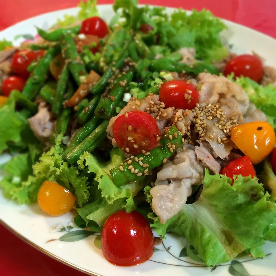 おかなさんの料理                       こってり豚バラに胡麻ネギ甘酢だれ♪(๑ᴖ◡ᴖ๑)♪|志野さん