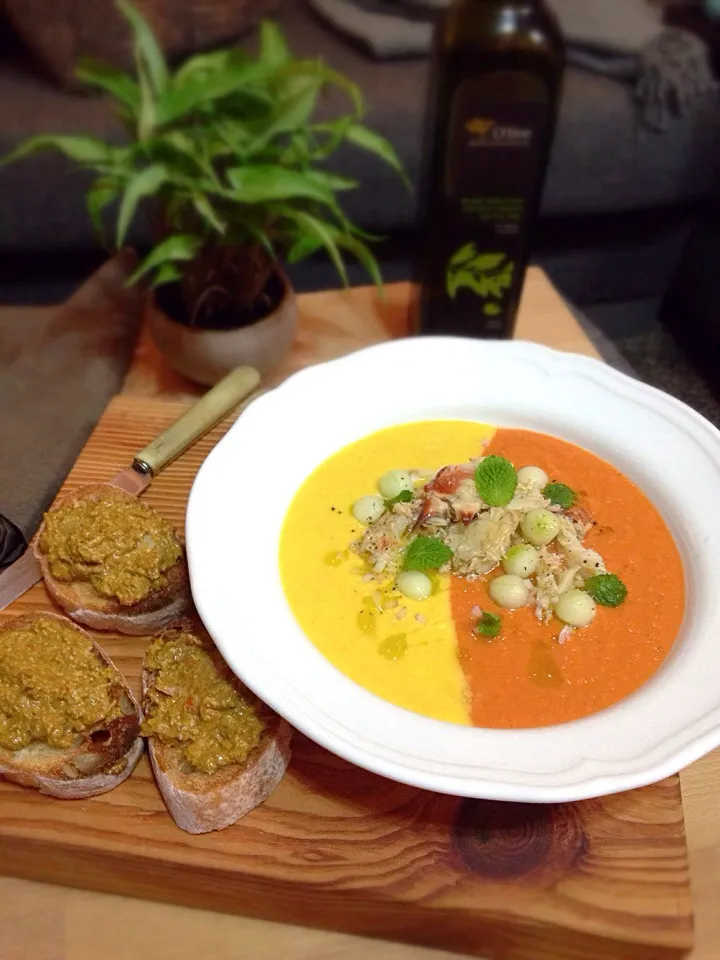 2Colour gazpacho/crab roe served on toast|rick chanさん