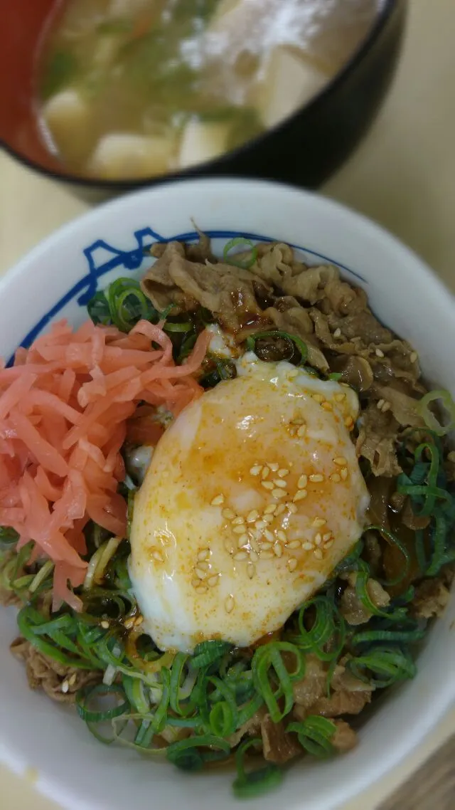 牛丼 ネギ多め  温泉卵|Ayaka Yamaguchiさん