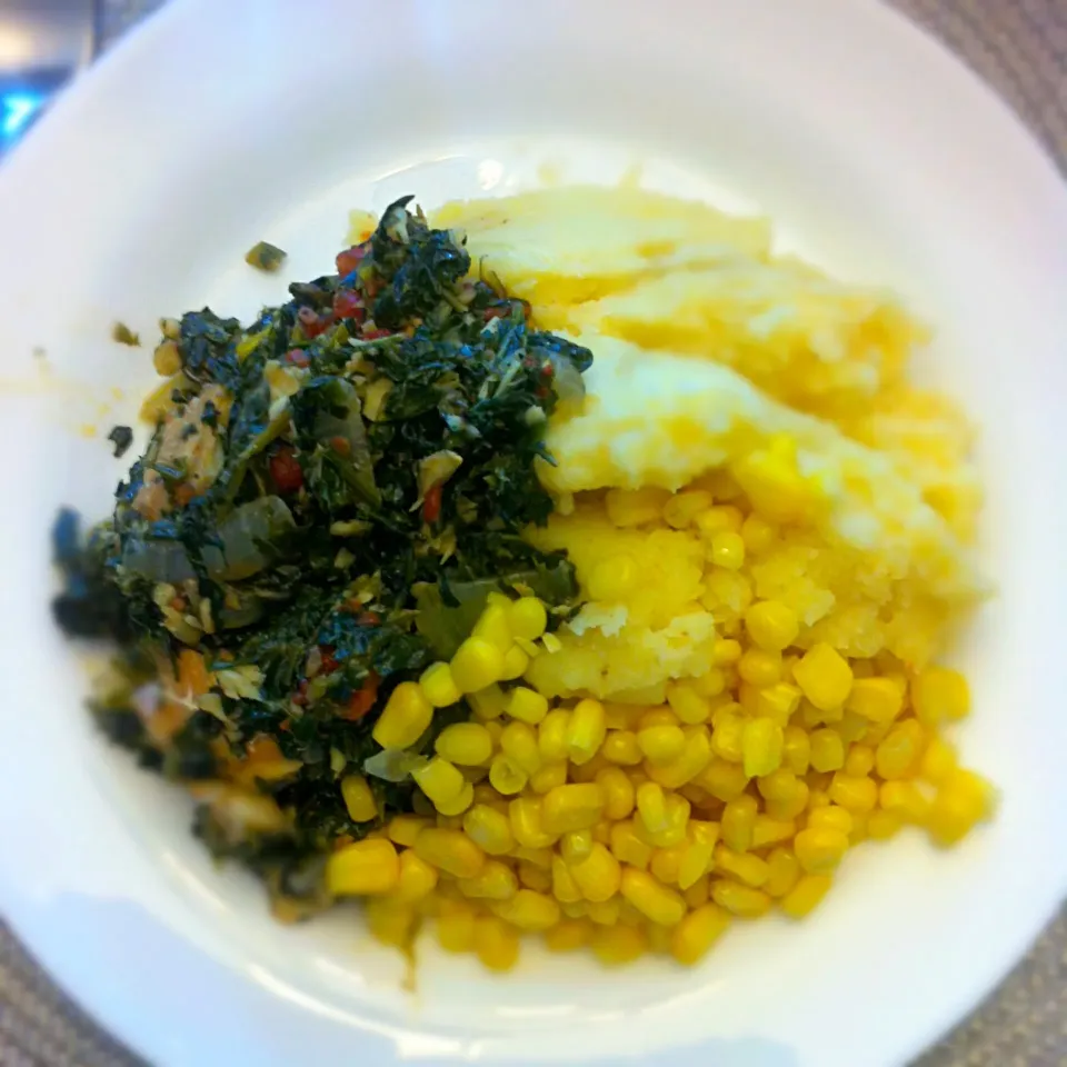 Mashed Potato with Spinach Salted Cod and Corn.|T.E.Dennisさん